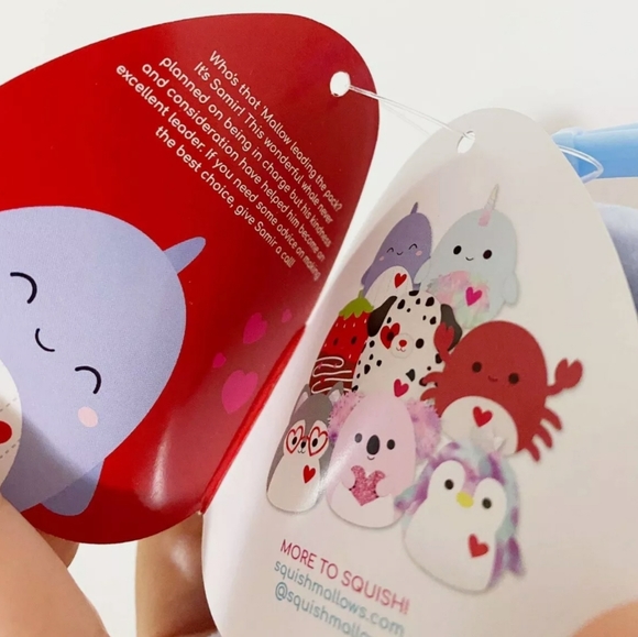 3.5" Squishmallow clip Samir blue Whale Heart Valentine's Day KellyToy Plush - Picture 4 of 4
